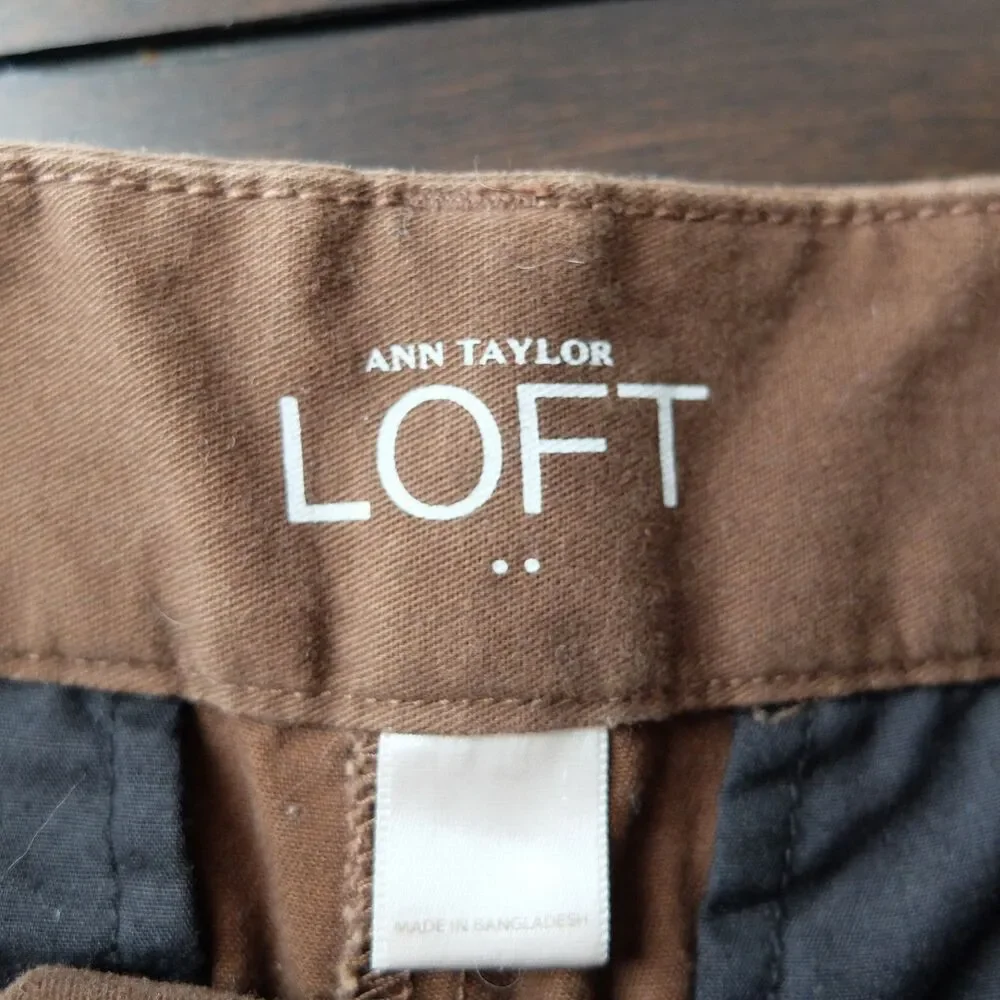 Ann Taylor LOFT Chocolate Brown Cotton Chino Shorts Size 0
